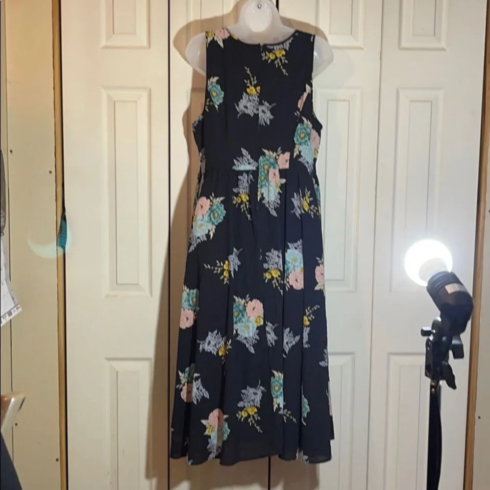 Torrid Black Floral Midi Sleeveless Dress Layered Skirt 14 - Image 7