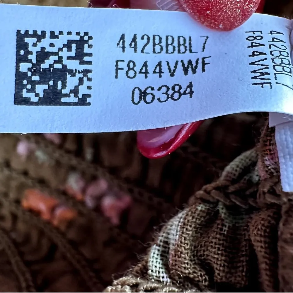 Aerie Crop Top Long Puff Sleeve Floral Print Smocked Ruffle Square Neck Brown S - Image 5