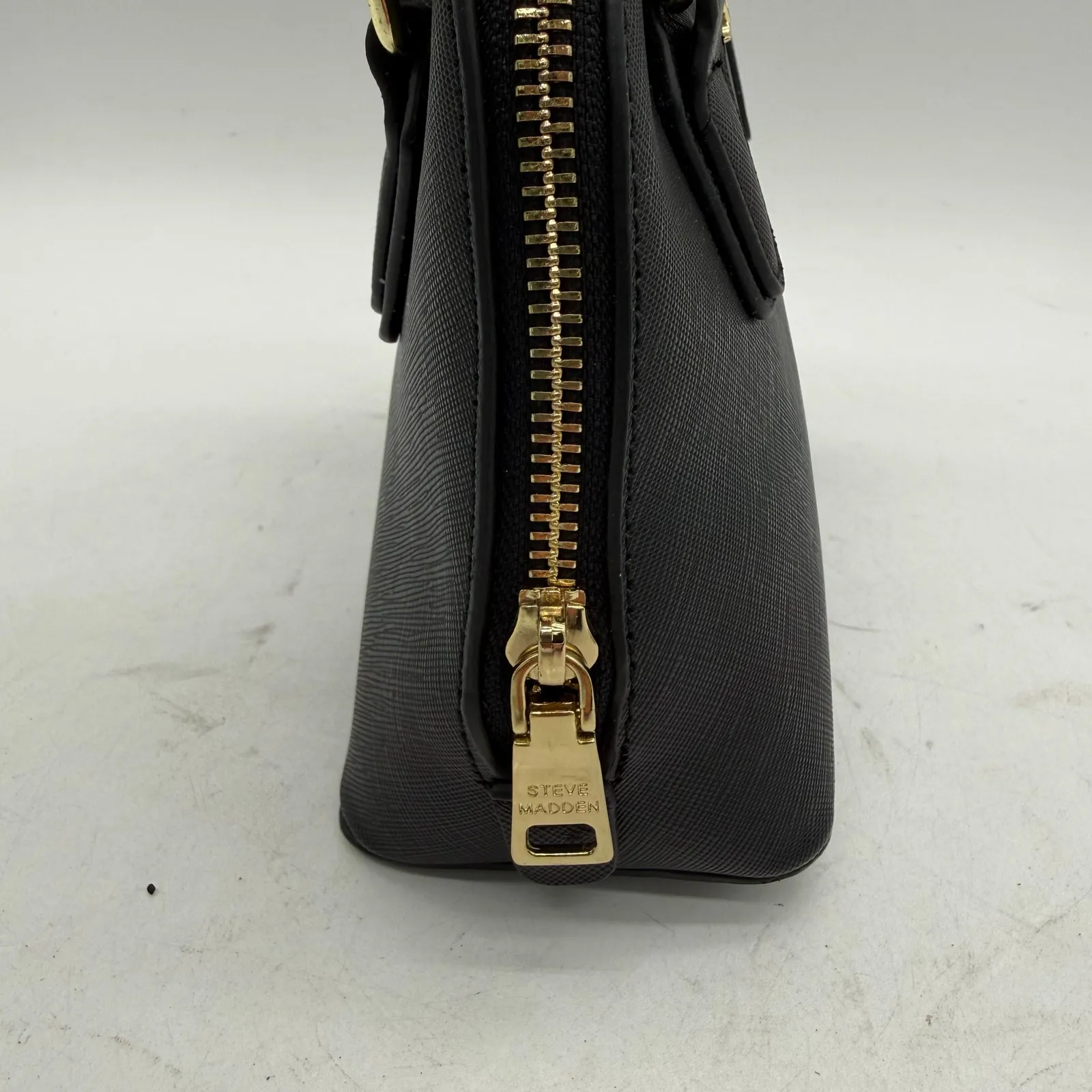 Steve Madden Black Mini Top Handle Bag Gold Hardware - Image 4