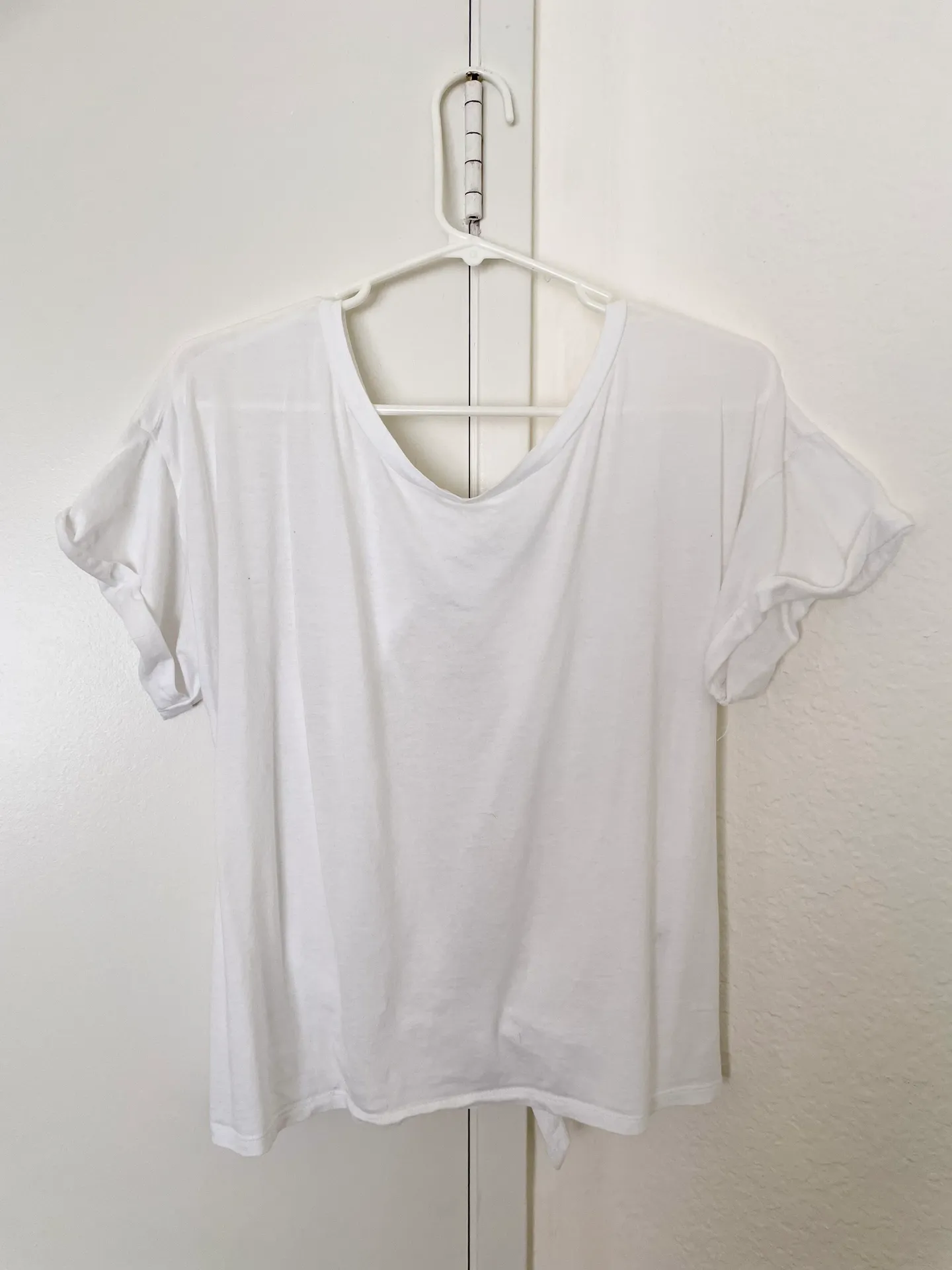 white tie back white work out tee S - Image 3