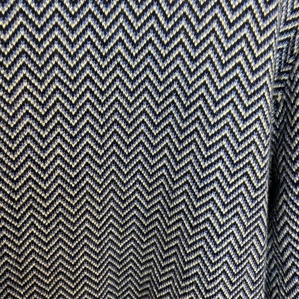 Ll Bean Cotton Cashmere Turtleneck Sweater Herringbone Pattern Blue - Image 2