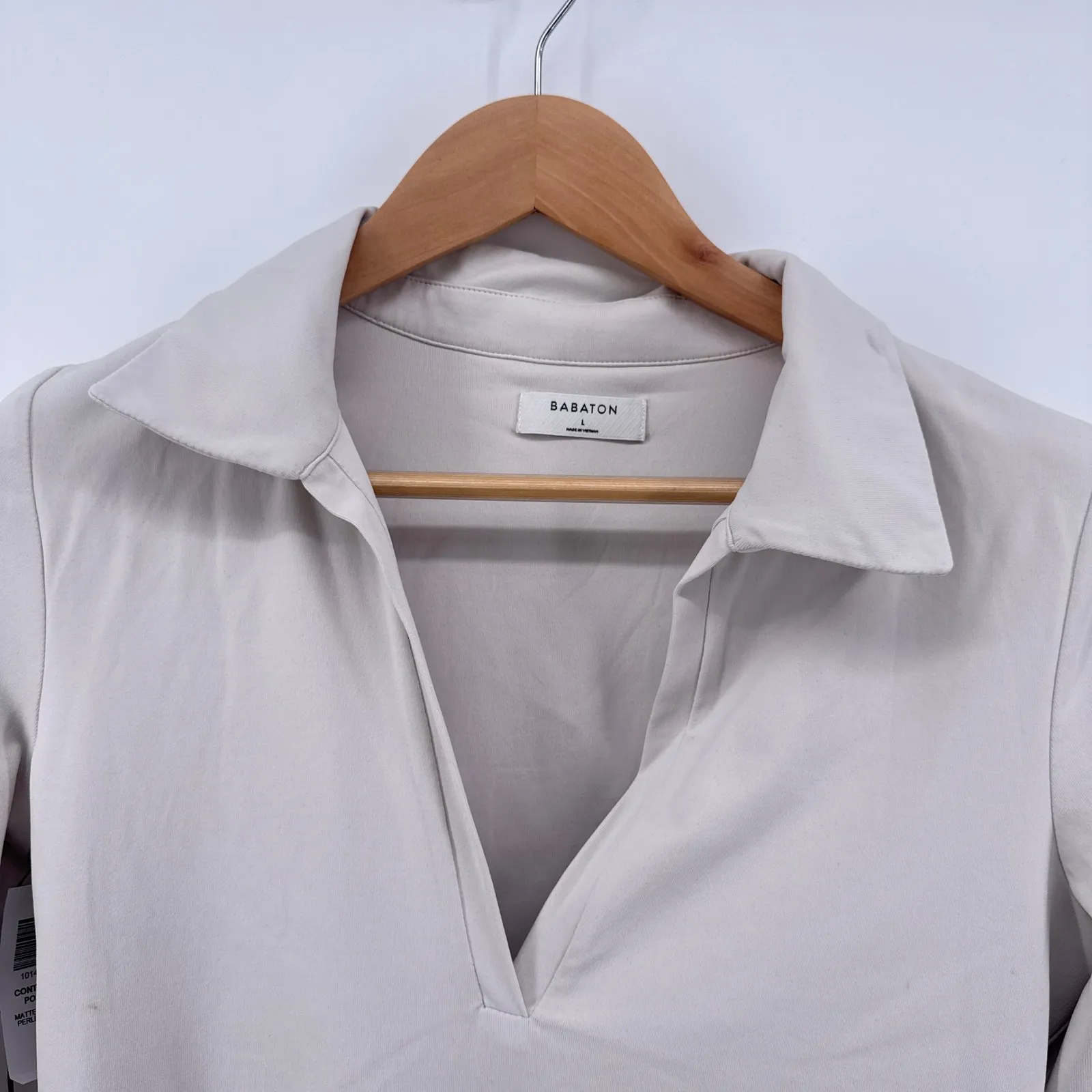 NEW NWT Aritzia Babaton Contour Polo Bodysuit Long Sleeve Matte Pearl Size Large - Image 3