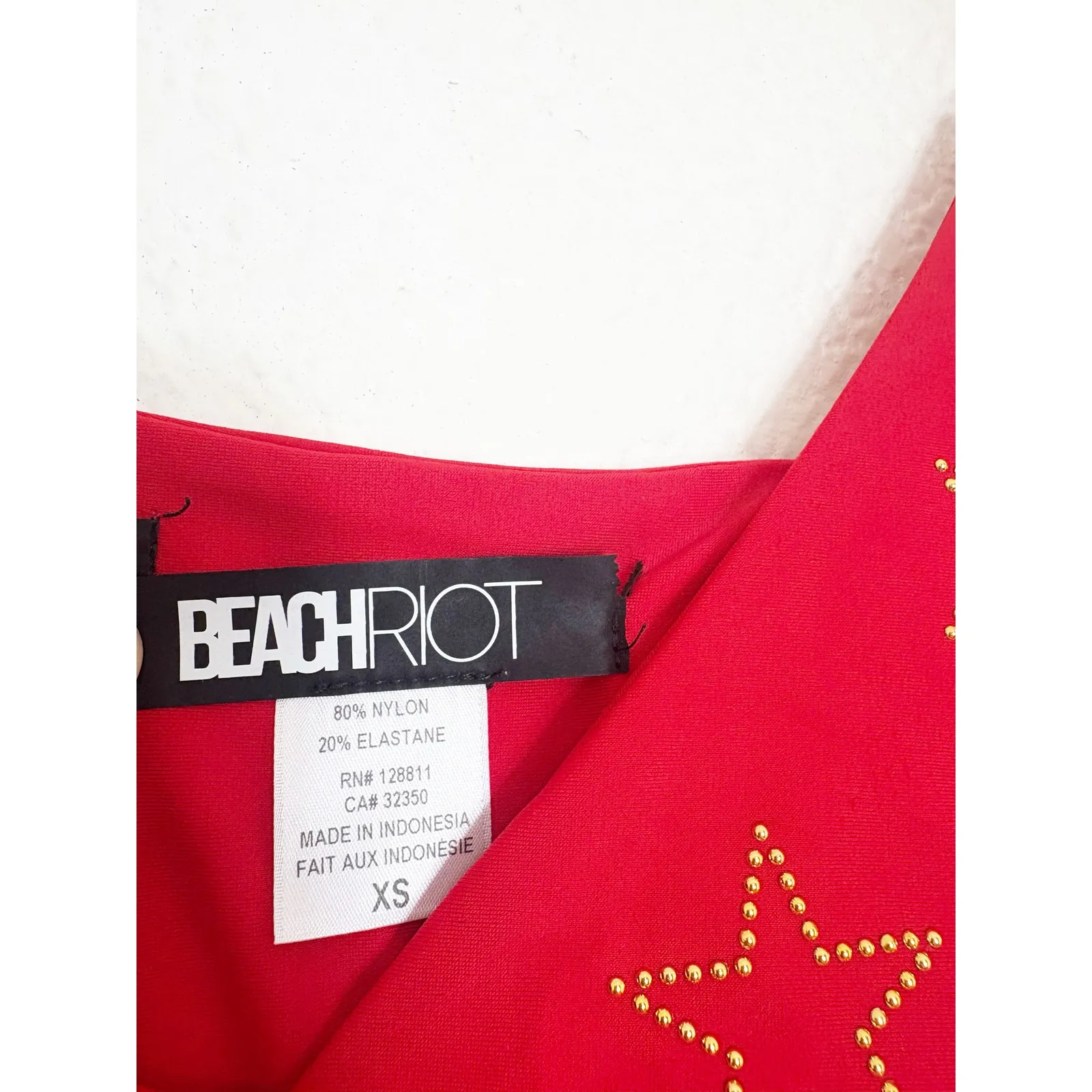 Beach Riot Bridget One-Piece Swimsuit Size XS Red Gold Stud Stars Patriotic - Image 7