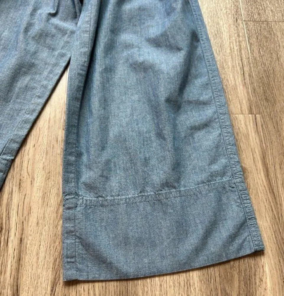 J. Crew Ruffle Chambray Jumpsuit Wide Leg 100% Cotton Size 00 Petite NWOT - Image 7