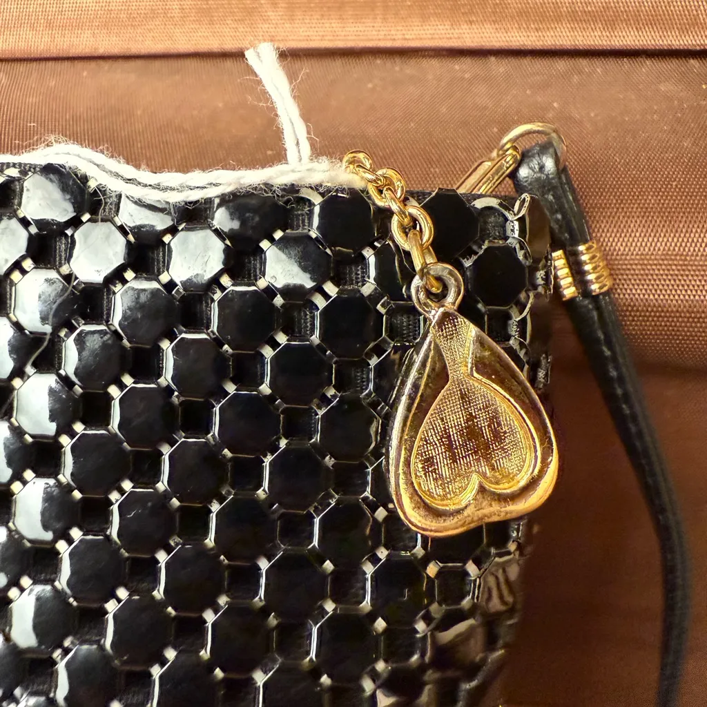 Whiting & Davis Shiny Black Mesh Bag - Image 3
