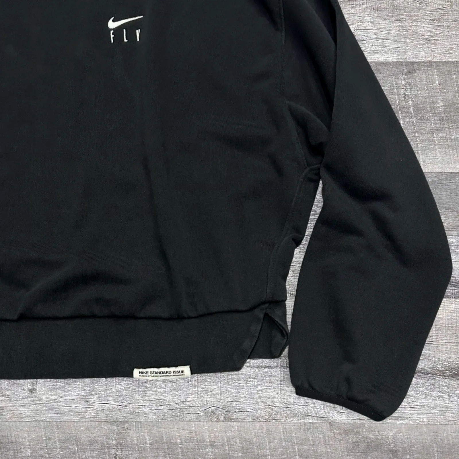 Nike Dri Fit Swoosh Fly Graphic Boxy Sweatshirt Womens S Black Loose Fit Crop - Image 6