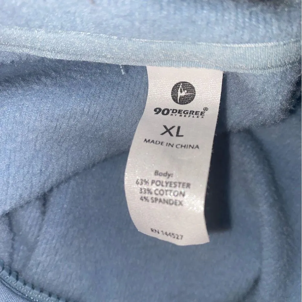 90 Degree By Reflex Blue Zip Neck Thumb Hole Long Sleeve Fleece Pullover XL - Image 9