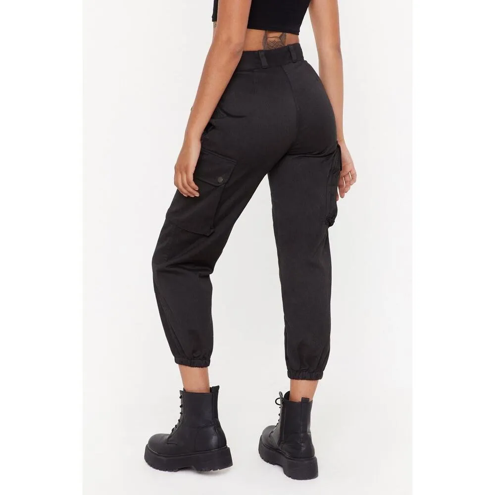 Nasty Gal Gal After Party Vintage At Ease Pants Small Black Cargo Joggers Y2K - Image 12