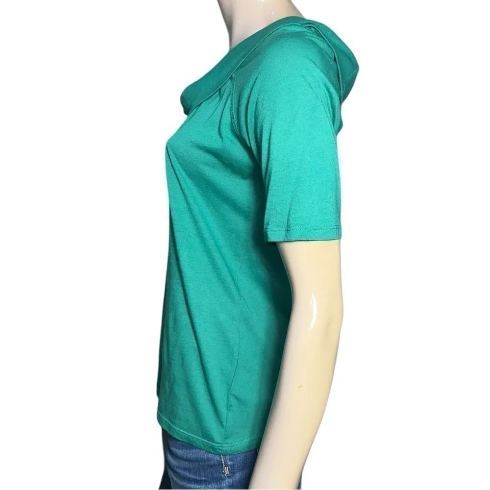 Ett:twa Anthropologie Women’s Size M Green Cotton Blend 3/4 Sleeve Cowl Neck Top - Image 4