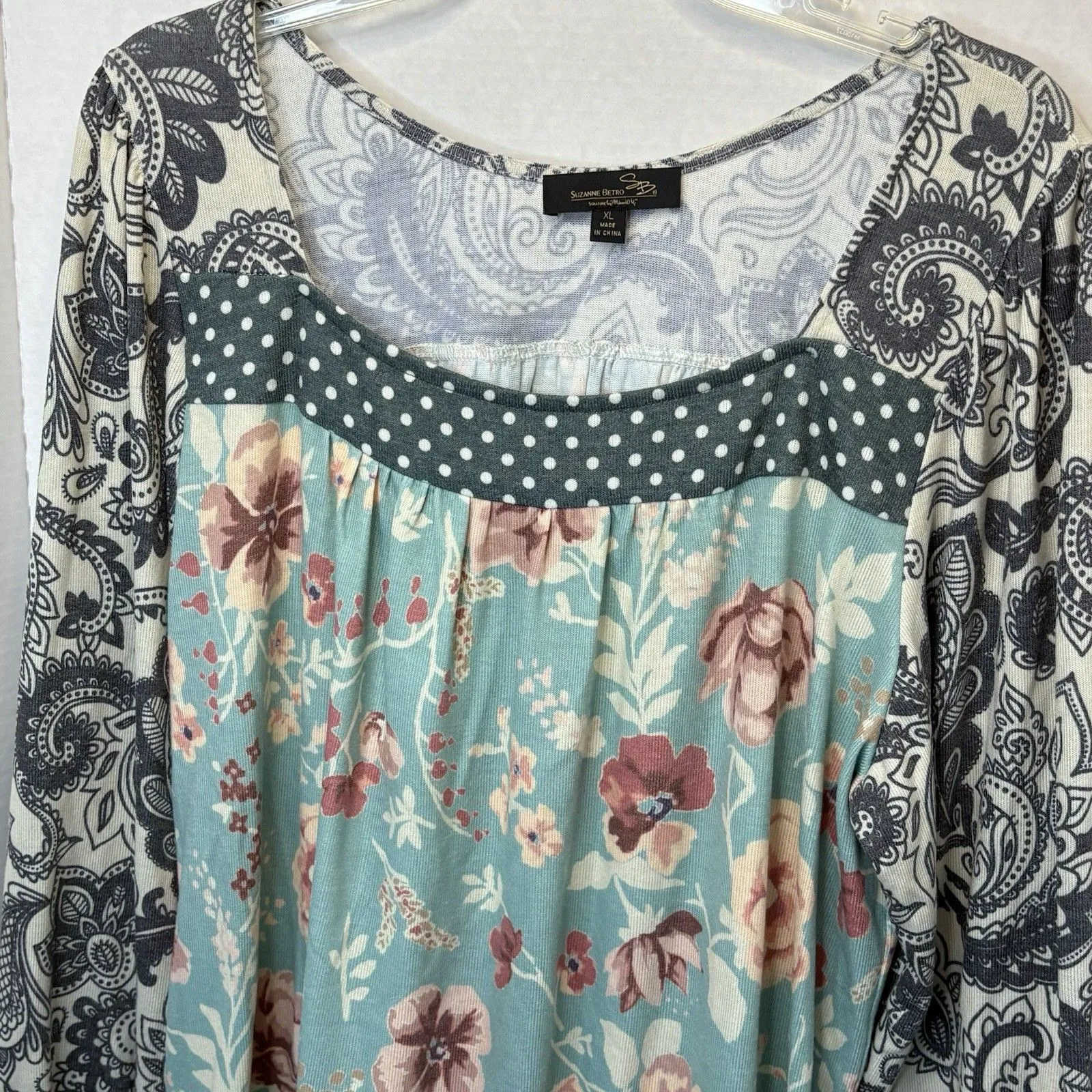 Women’s Suzanne Betro Peasant Blouse Size XL Boho Chic - Image 2