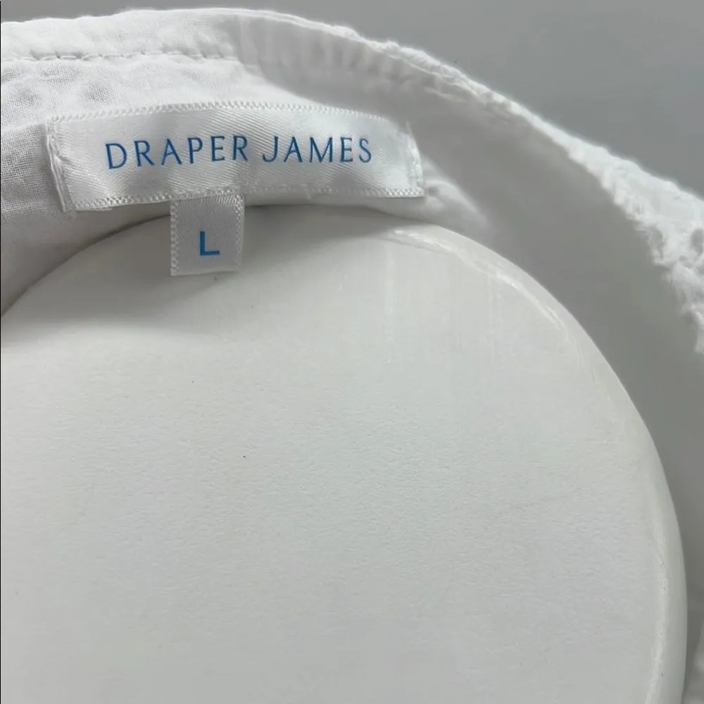 Draper James White Puff Sleeve Ruffled Eyelet Blouse - Image 2