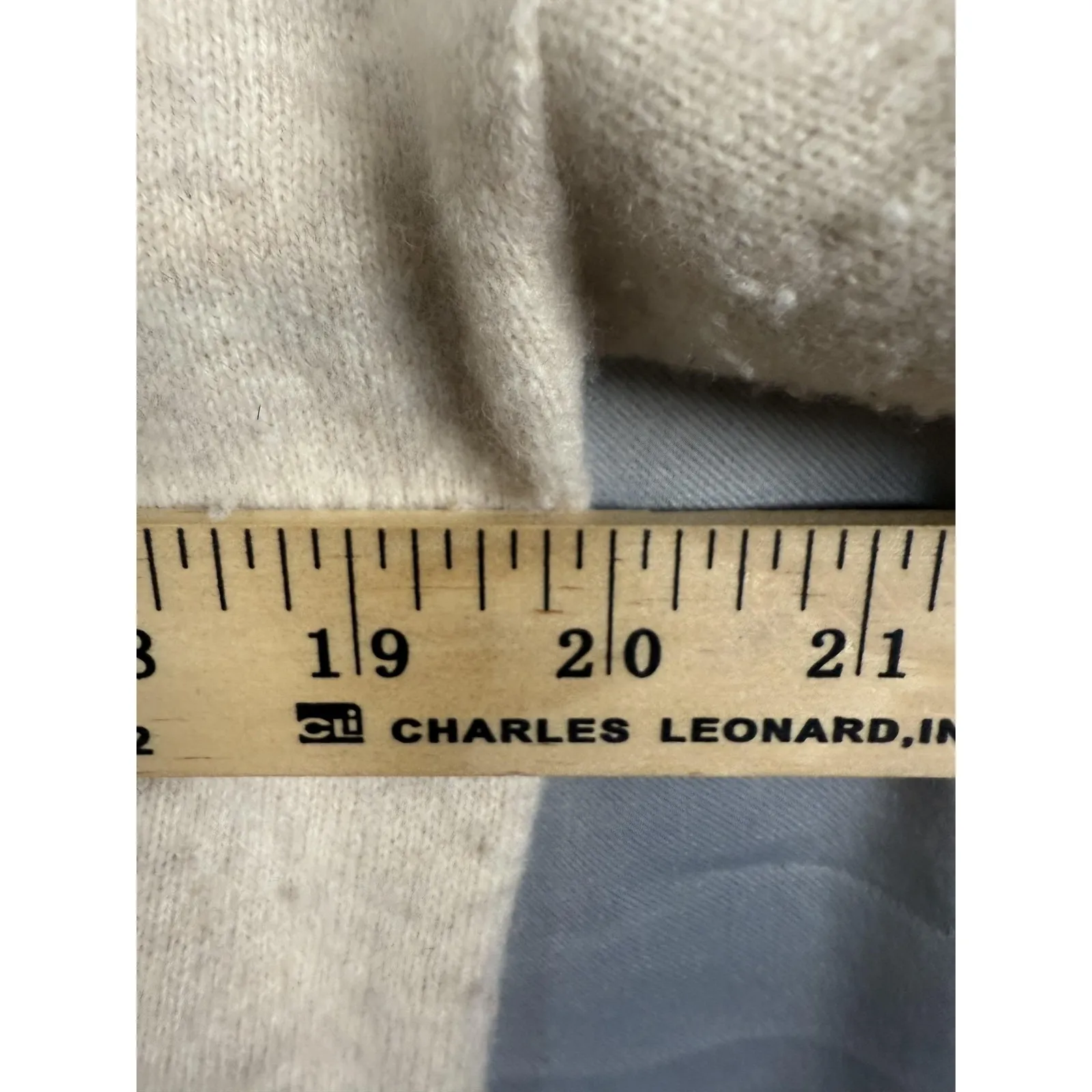 J.ING Wool Knit Sweater Womens One Size Beige Mock Neck Ribbed Hem Ruffle Detail Tan - Image 4