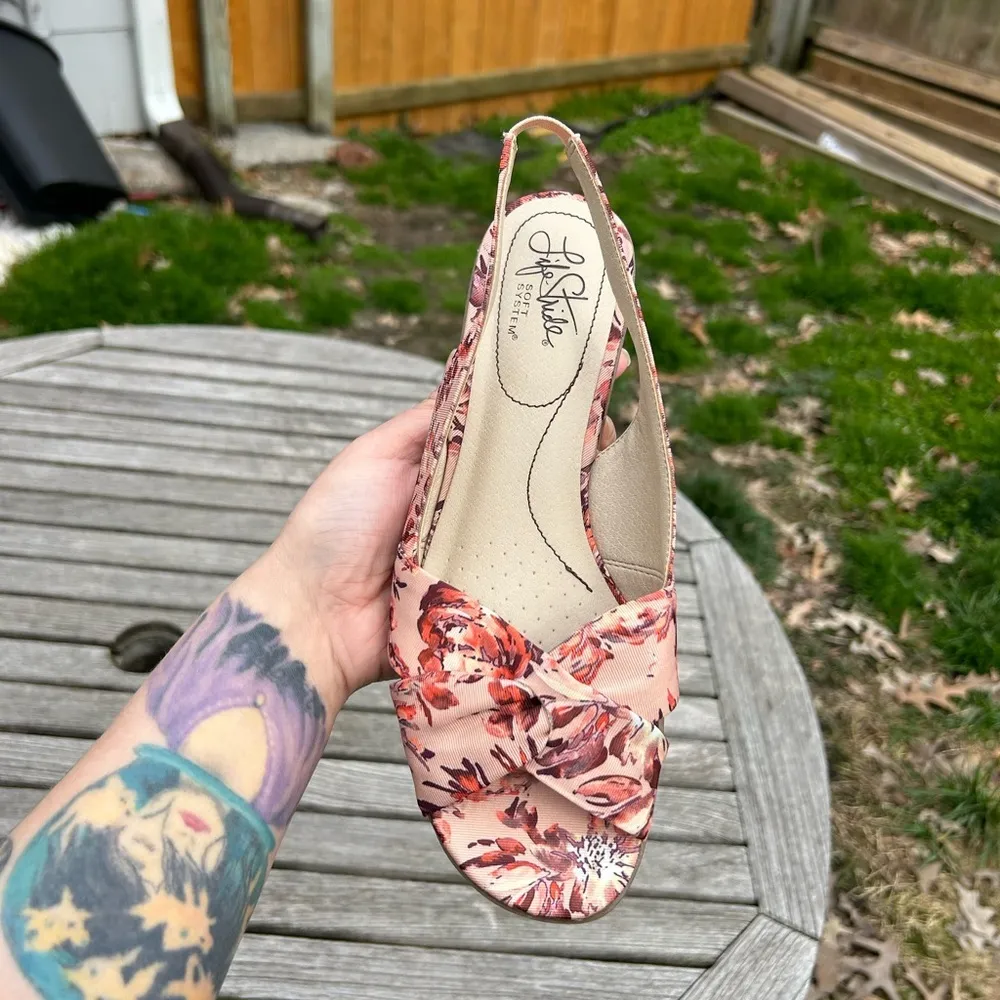 LifeStride‎ Womens Mimosa Pink Slip On Flat Slingback Sandals Shoes size 7.5 - Image 4