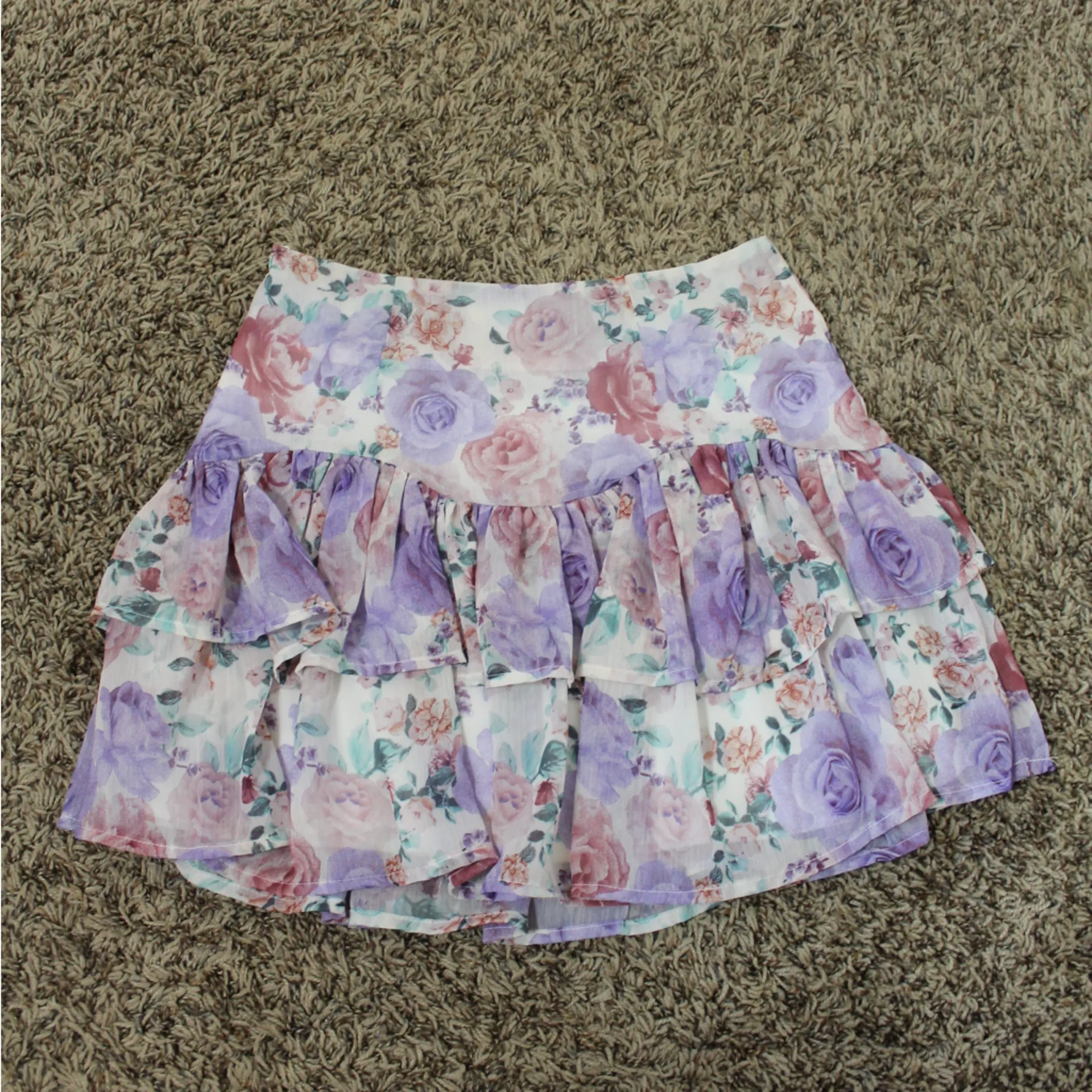 Miami Floral A-Line Skirt in Purple and Pink - Image 2