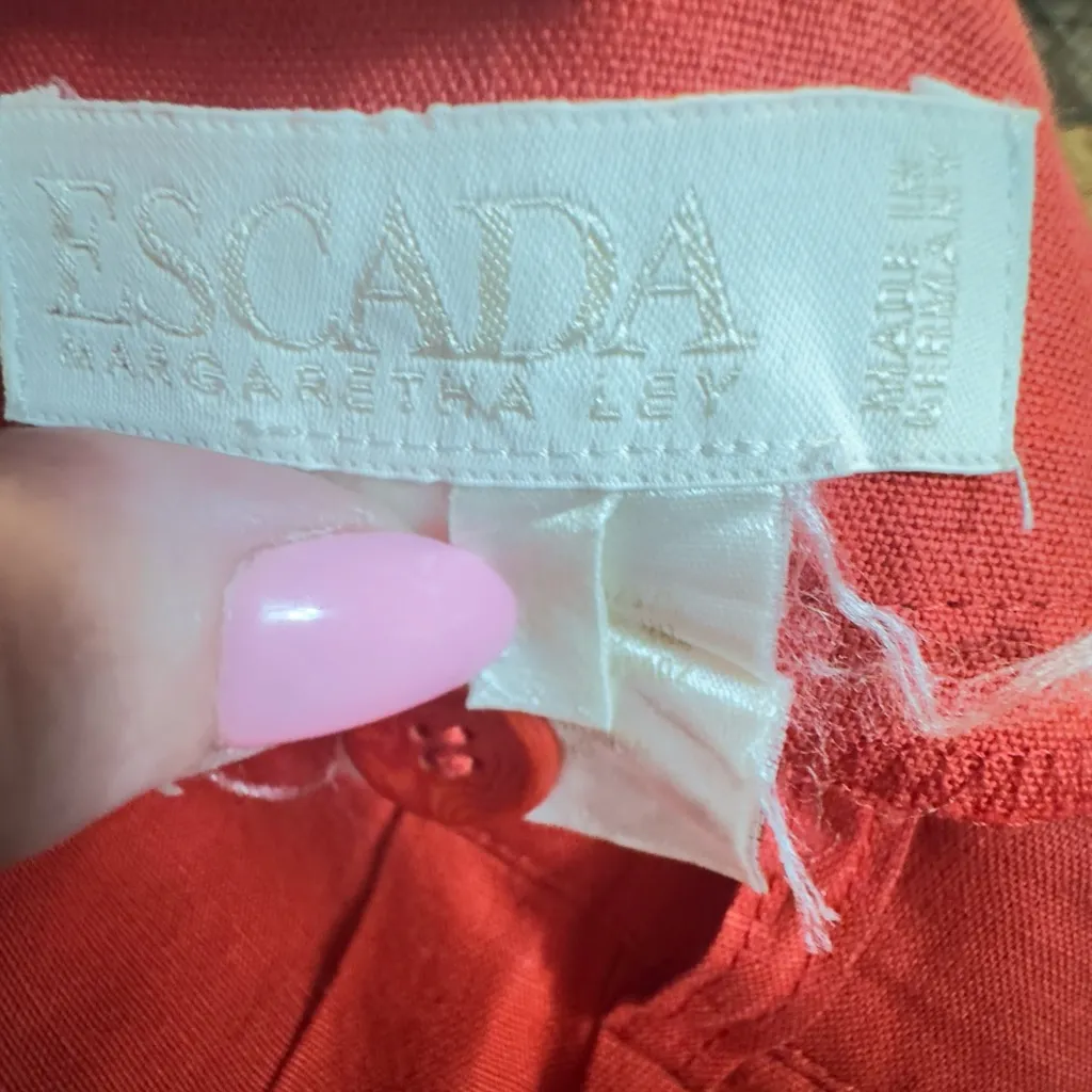 Vintage Escada Margaret Lev 100% Linen Red Trousers Pants size EU 36 or US 6 - Image 11