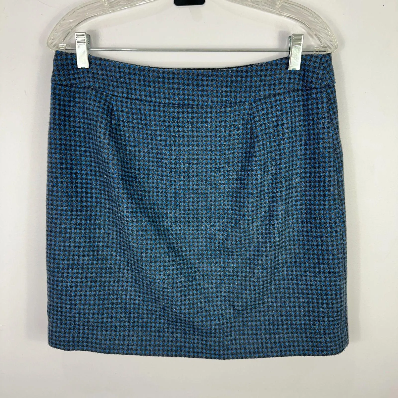 LOFT Skirt Womens 6 Blue Plaid‎ Wool Blend Mini Academia Preppy Mod Retro Prep - Image 4