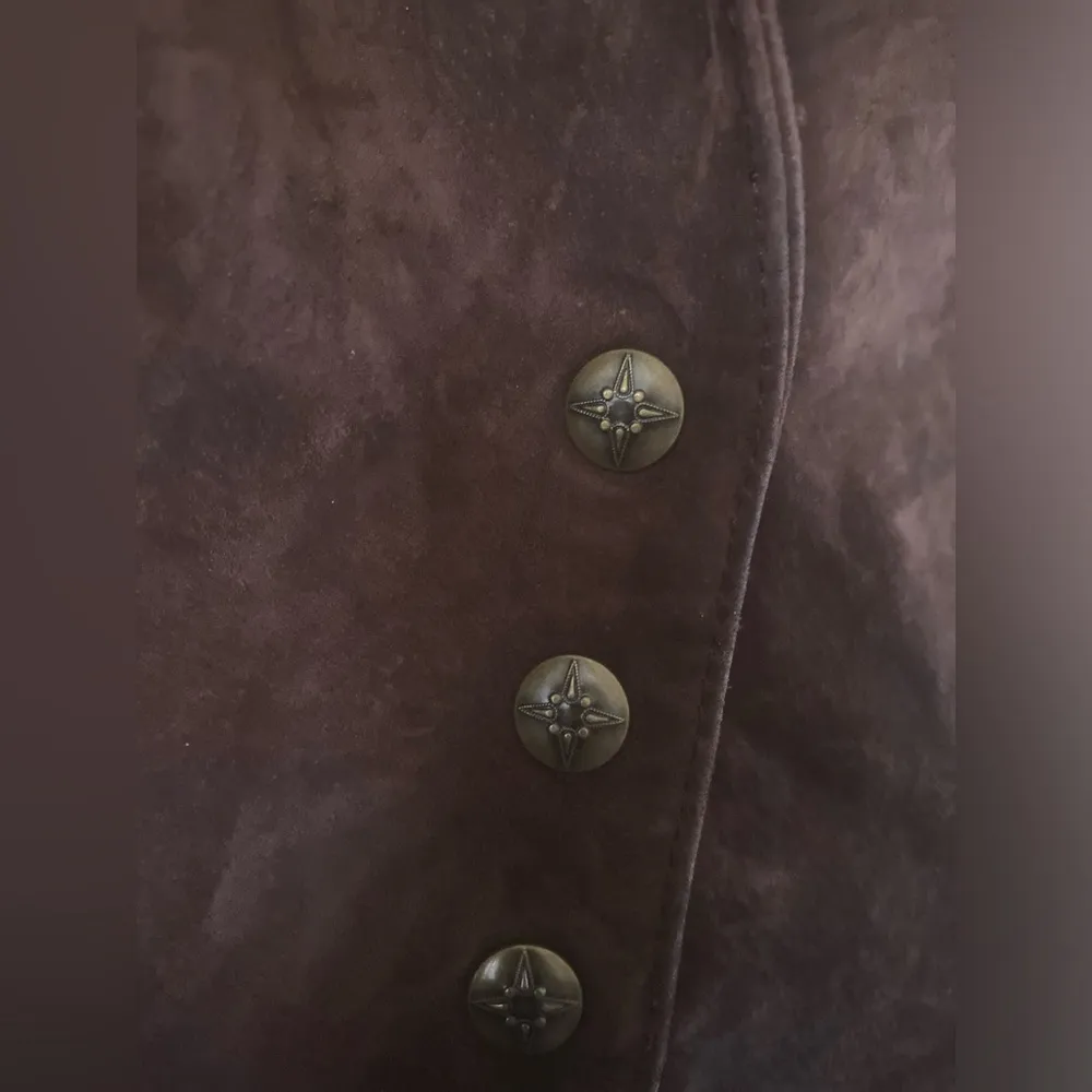 LIVE A LITTLE Genuine Suede Leather Snap Jacket Women's Size Small Brown - Image 5