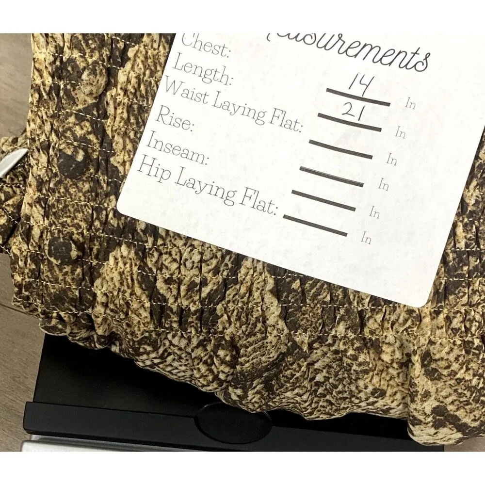 Zara Smock Ruffle Snake Print VNeck Sheer Blouse Long Sleeve S Brown Cream #3049 - Image 7