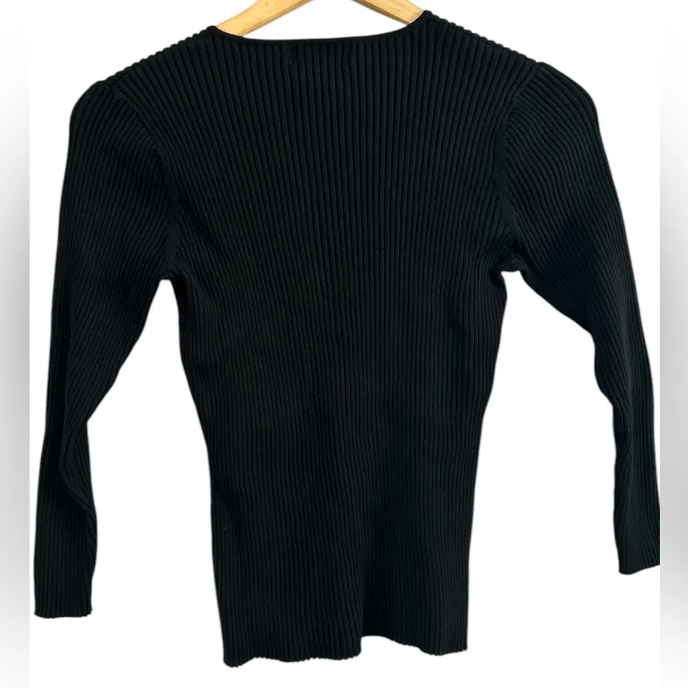 Y2K Womens Retro‎ Spiegel Silk Blend Ribbed Stretchy Henley Top Shirt Rhinestone - Image 3