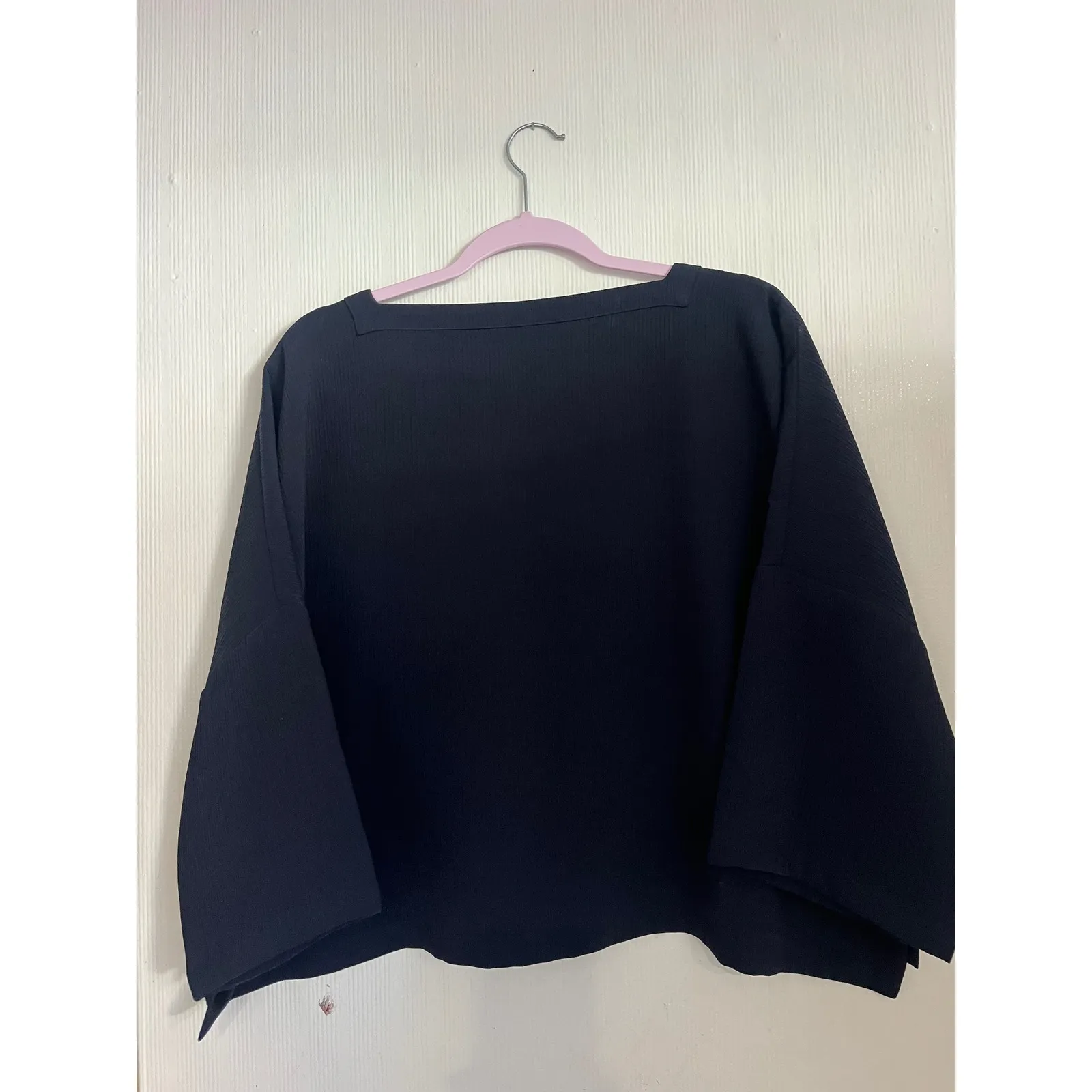 Club Monaco Black Ribbed Square Neck Relaxed Fit 3/4 Sleeve Top Shirt Size S - Image 6