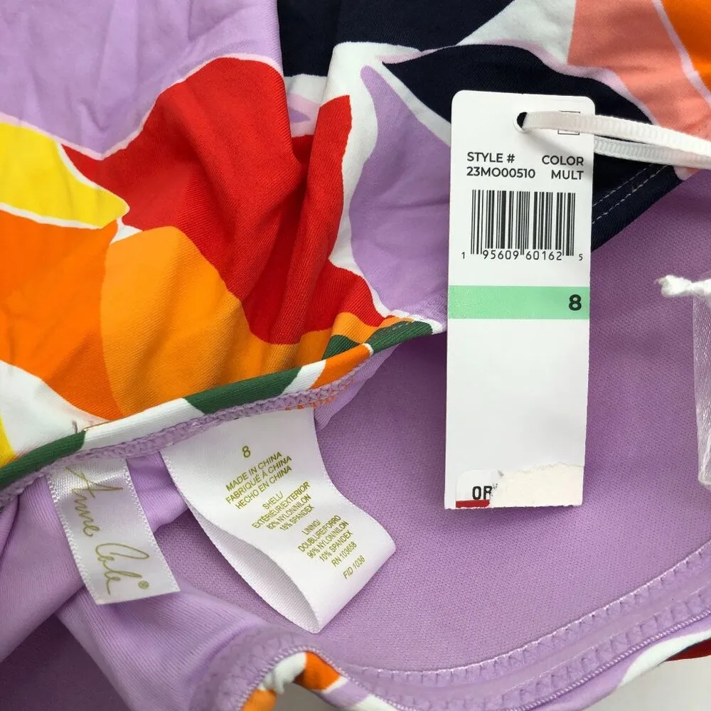 Anne Cole One Piece Swimsuit Twist-Front Ruched-Waist Abstract Multicolor 8 - Image 5