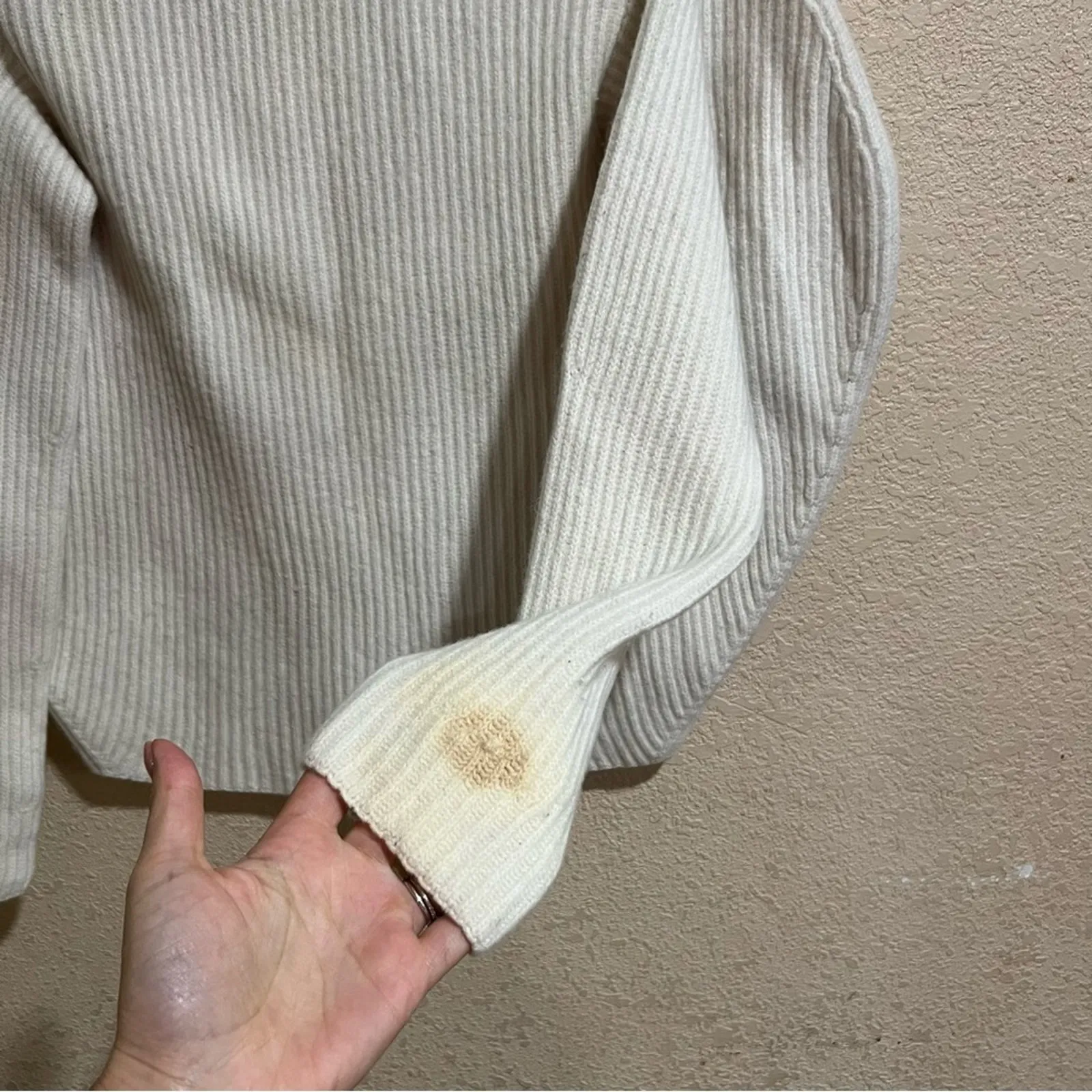 Nina Ricci Cream Ribbed Unique Wool Cashmere Turtleneck Sweater XSmall Size XS - Image 10