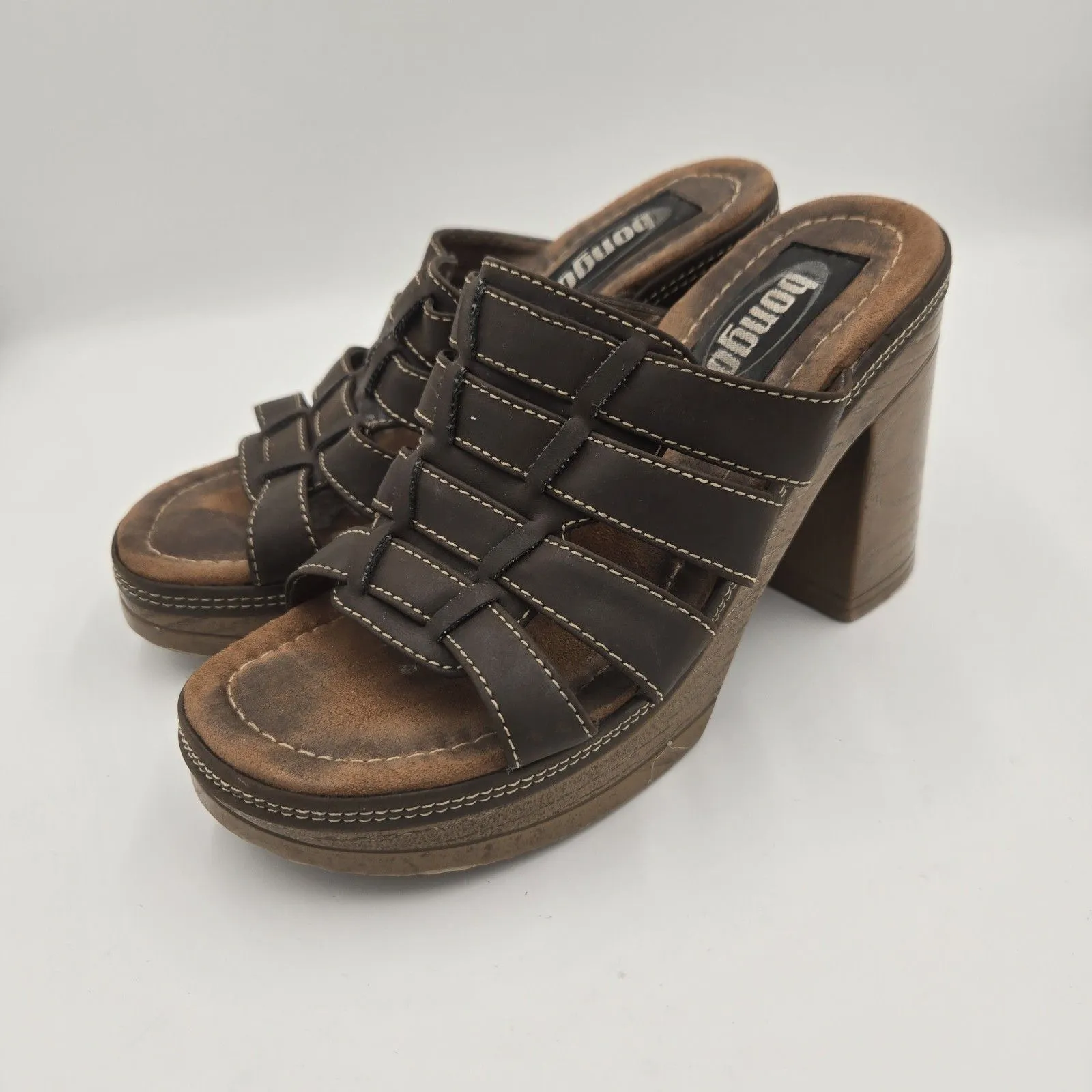 Y2K Vintage 90s BONGO Chunky Platform Heels Size 6 M Brown Sandal See All Photos - Image 3