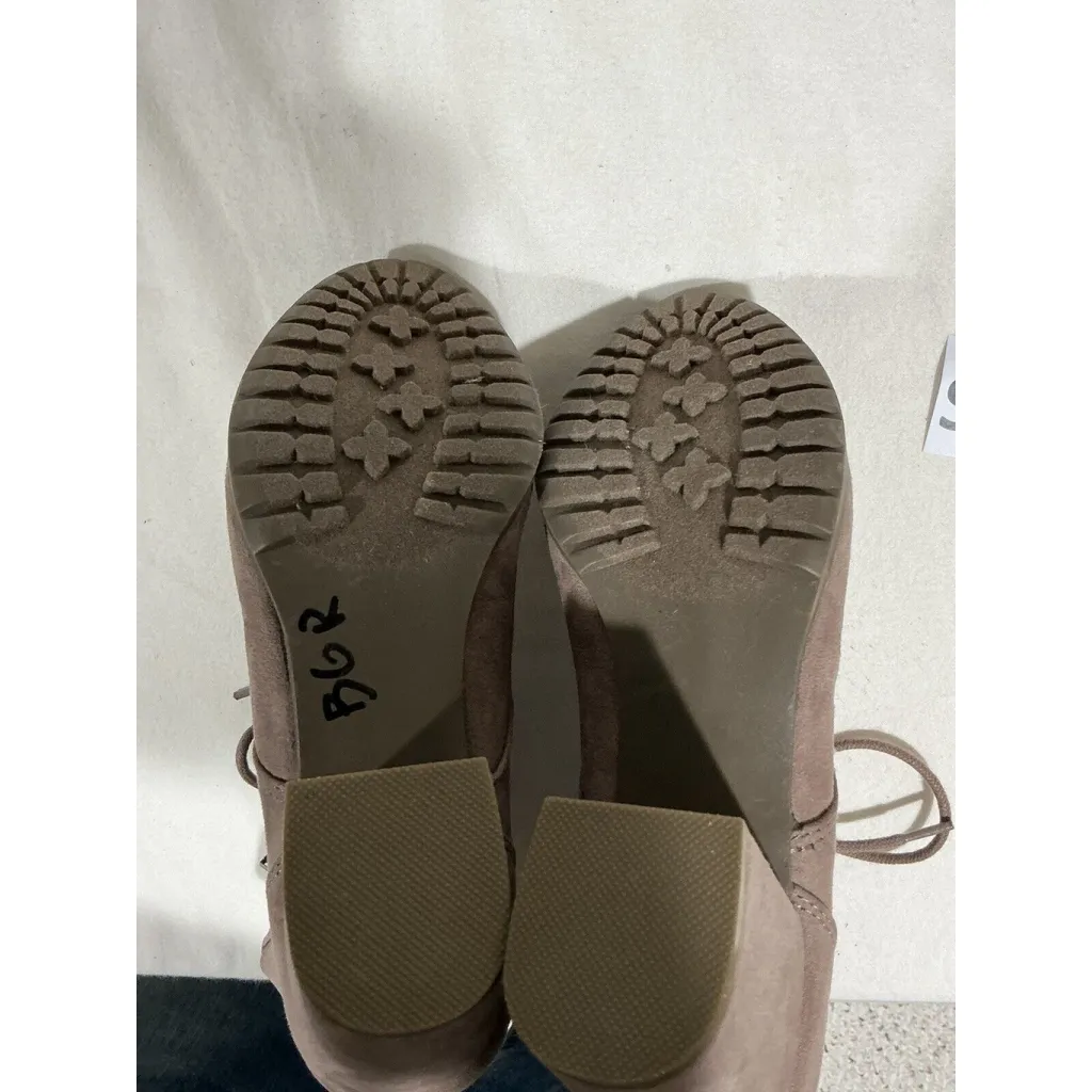 Womans Madden Girl Tan Faux Suede Side Zip Lace Up Bootie 6 M Block Heel - Image 8