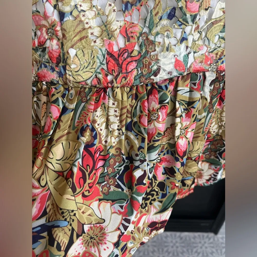 Soft Surroundings Ariege Floral Lace and Beaded Embroidered Jacket Size PXS EUC Red - Image 3