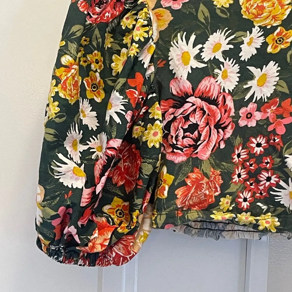 Zara Floral Crop Top - Women Size S - Green - Image 4