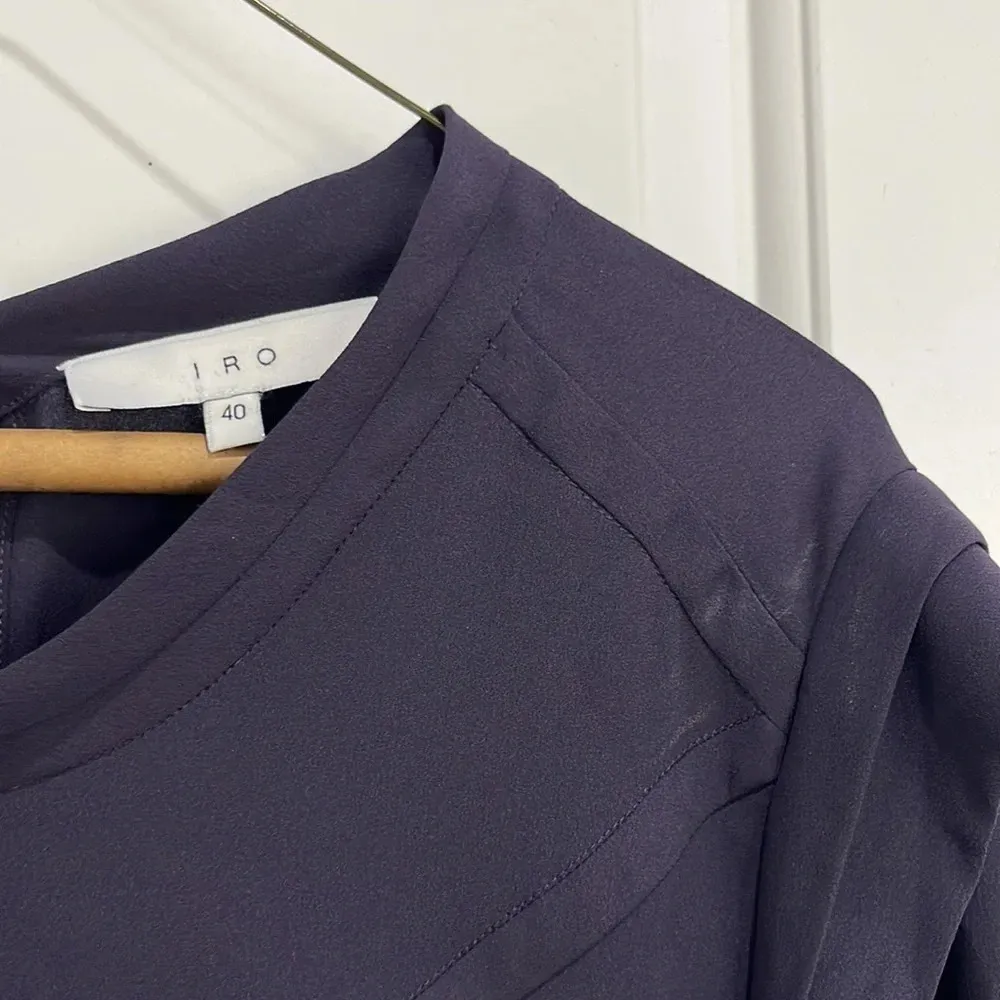 IRO Amanda Dark Purple Draped Crepe Mini Dress Sz 40 US Sz L - Image 6