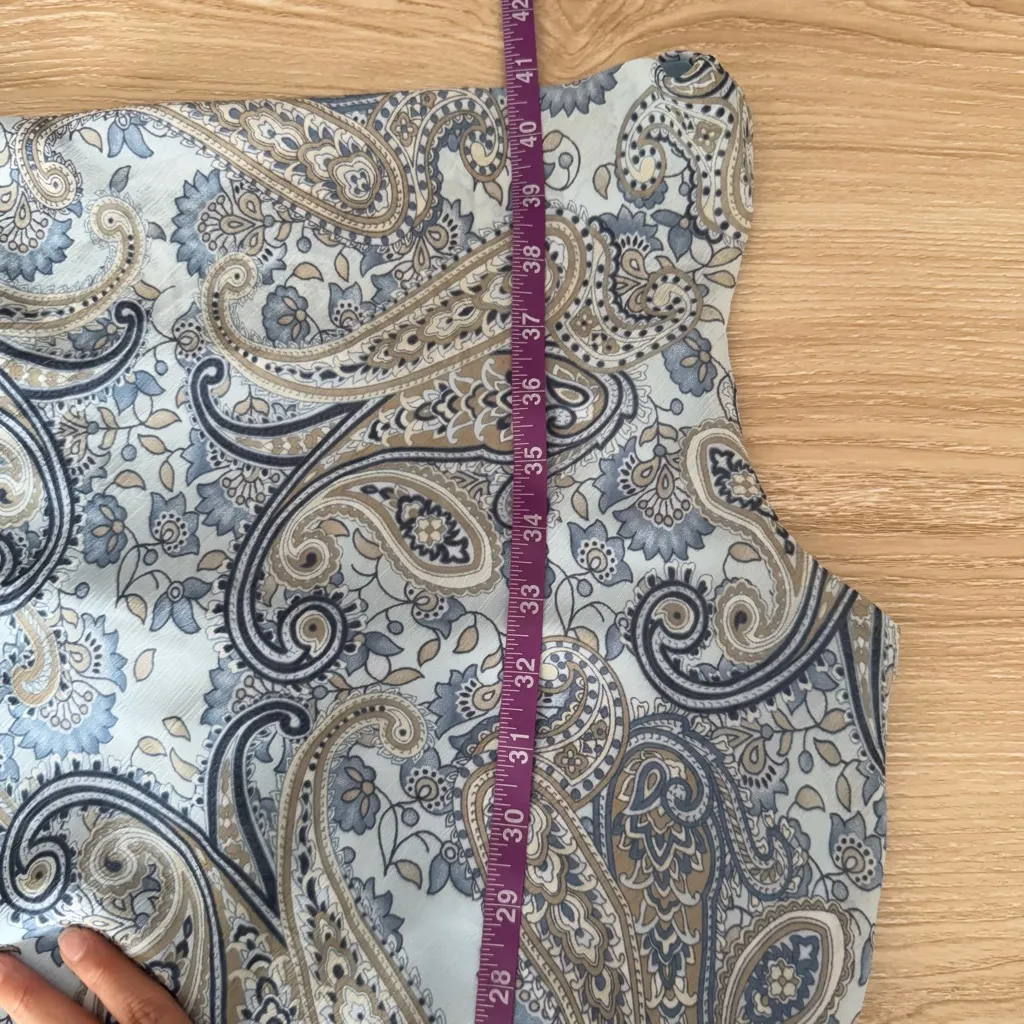 90s Y2K VTG 12 Midi Dress Baby Blue Paisley Cowl Neck Coquette Boho Fairy - Image 8