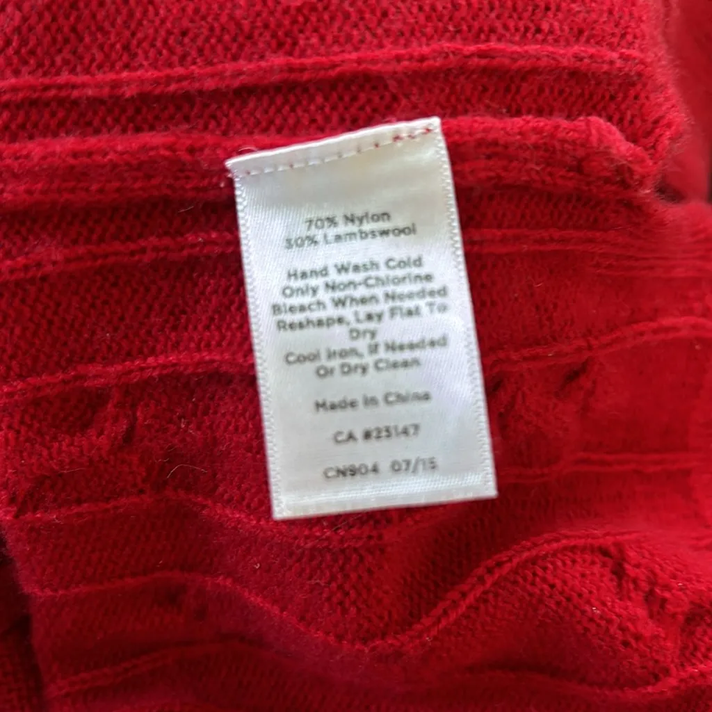 Talbots Red Nylon/Lambswool Blend Cable Knit Turtleneck Sz S - Image 7