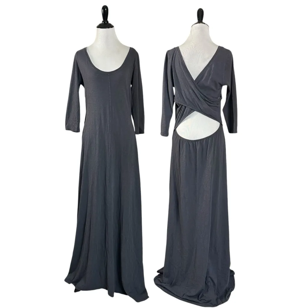 Velvet by Graham & Spencer Eugina Slub Cotton Maxi Dress Raven Charcoal Large Gray - Image 2