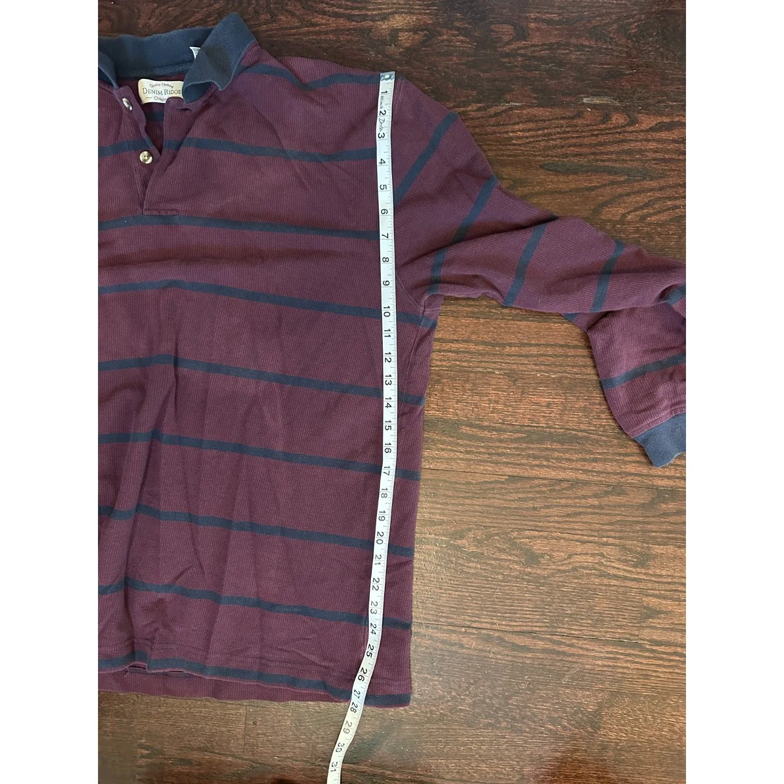 Vintage Denim Ridge Originals 100% Cotton Purple Striped Collared Shirt Sz Large - Image 5