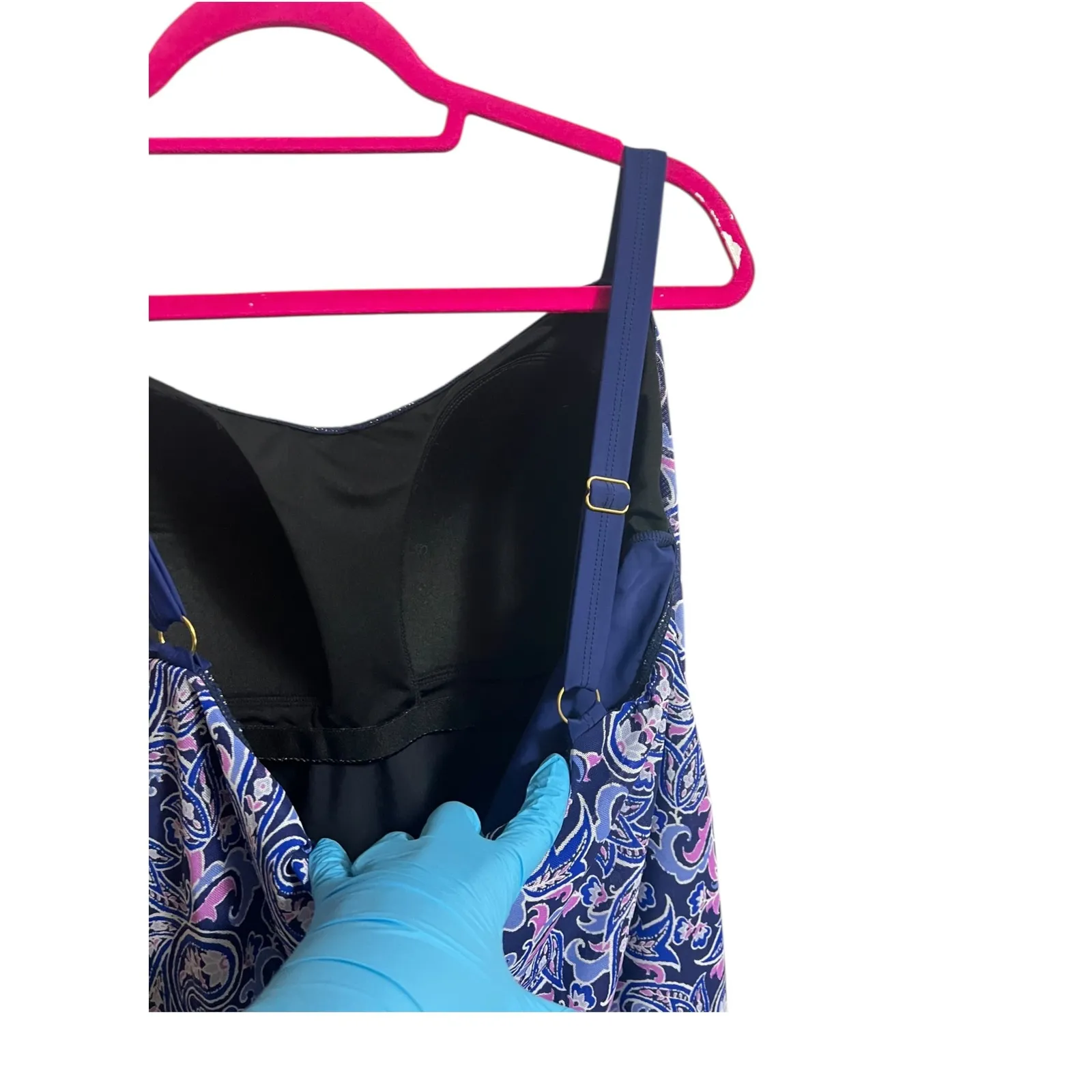 Alisha Levine Swimdress Plus 22W Swim Bathing Suit One Piece Paisley Blue Pink - Image 7