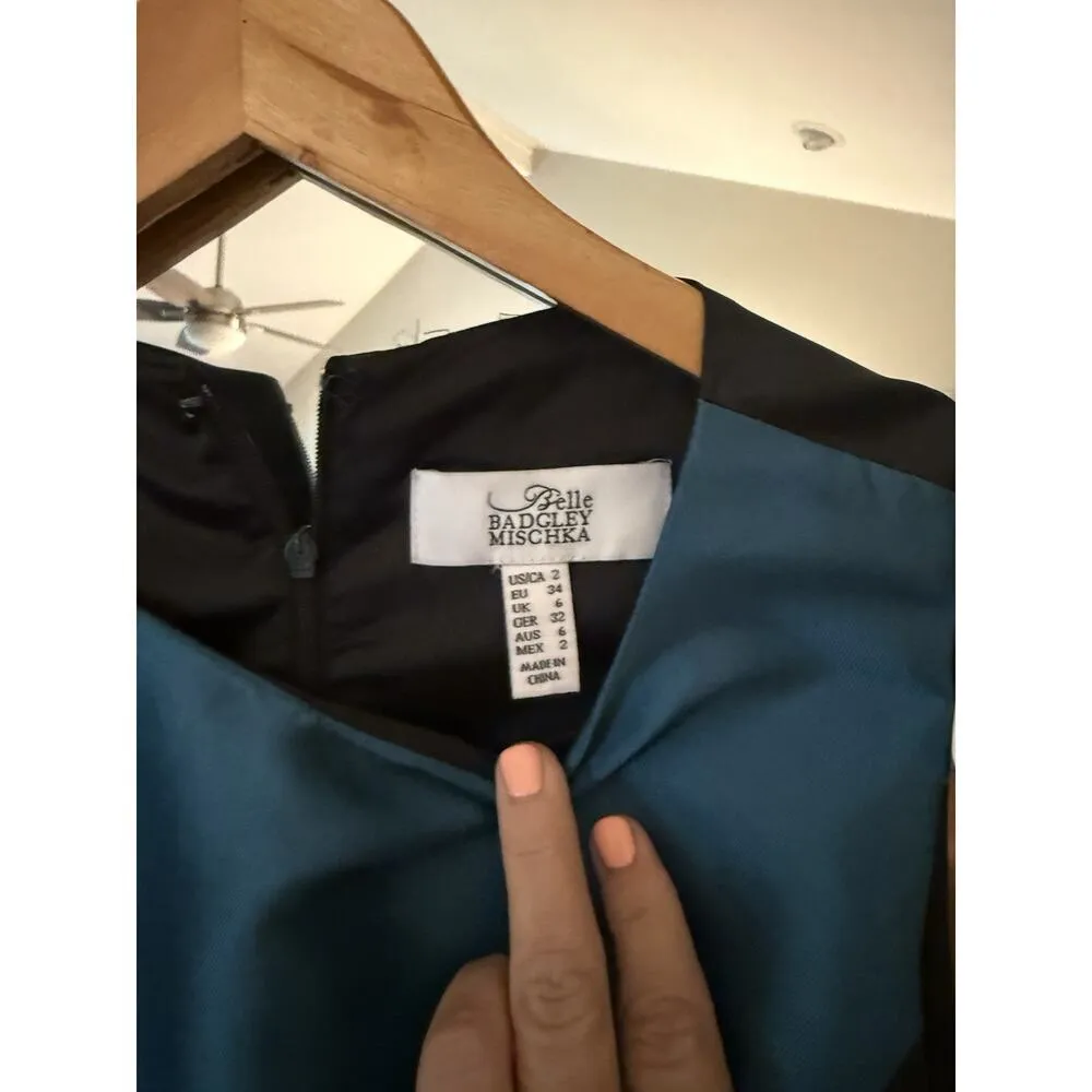 Belle Badgley Mischka Color Block Beaded Cocktail Dress Size 4 - Image 5