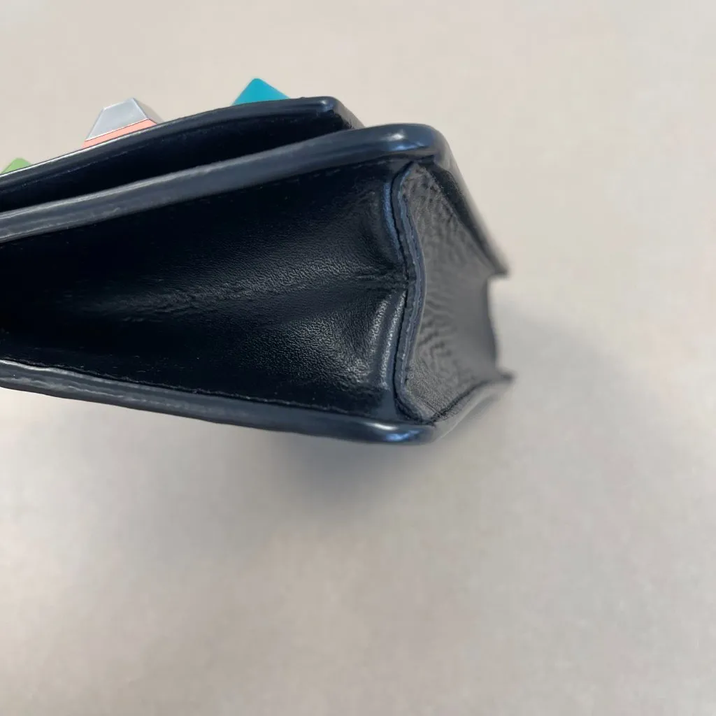 Fendi Rainbow Studded Black Calfskin Leather Tube Wallet on a Chain - Preowned - Image 8