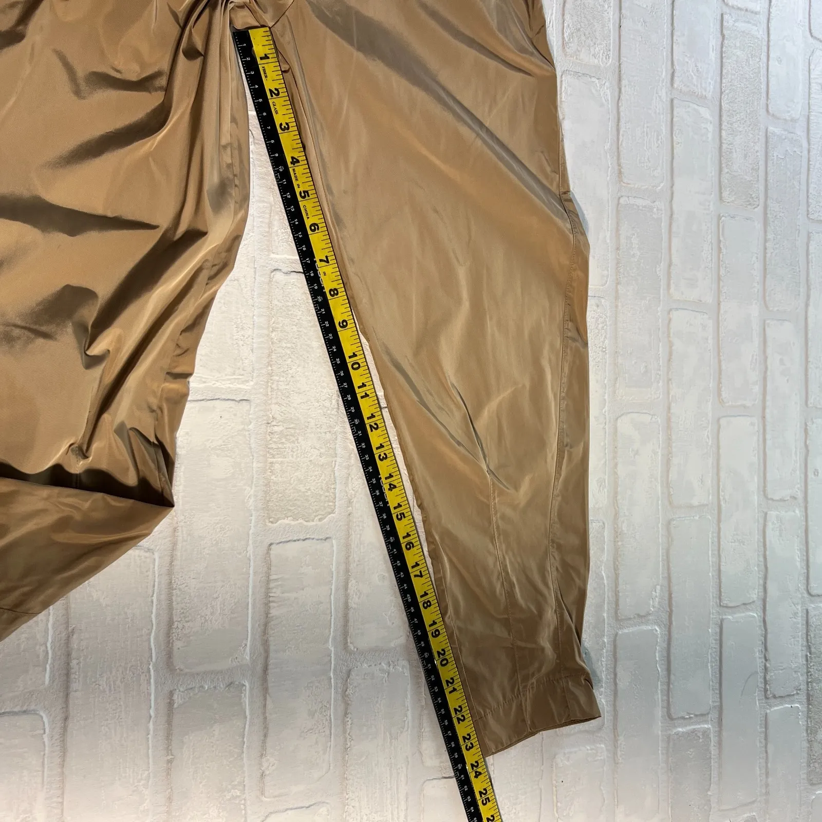 Ottod`Ame 36 IT Pants Womens XXS Tan Tapered Leg Pull On Sheen Ankle Crop Pocket Brown - Image 12