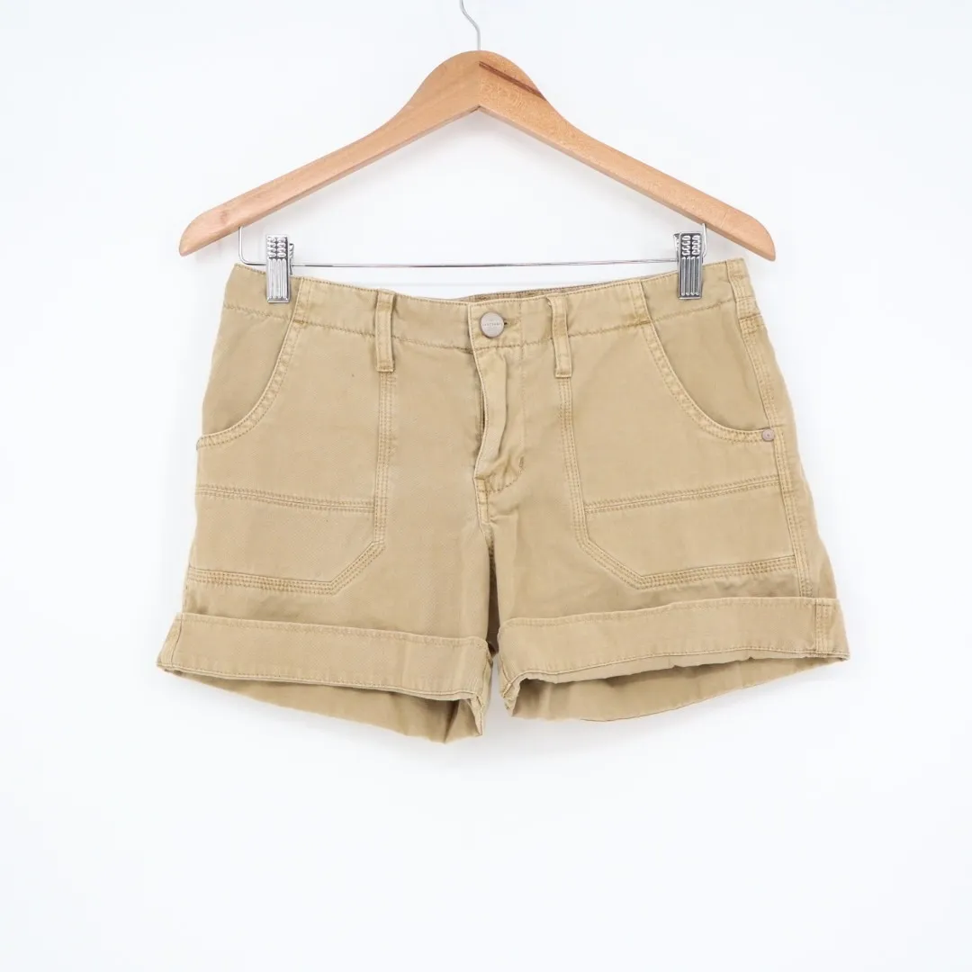 Sanctuary Classic Globe Trotter Shorts Womens 27 Khaki Denim 100% Cotton Cuffed - Image 2