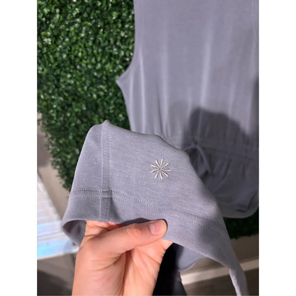 Athleta Womens Seasoft Tank Midi Dress Size Medium Steel Blue Stretch Drawstring - Image 4