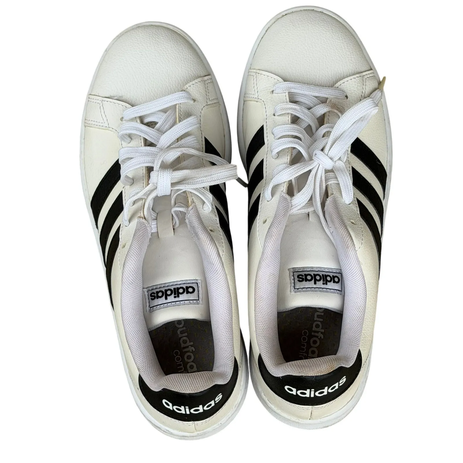 Adidas Grand Court Sneaker Shoes Womens 9.5 White Black 3 Stripes Casual Comfort - Image 8