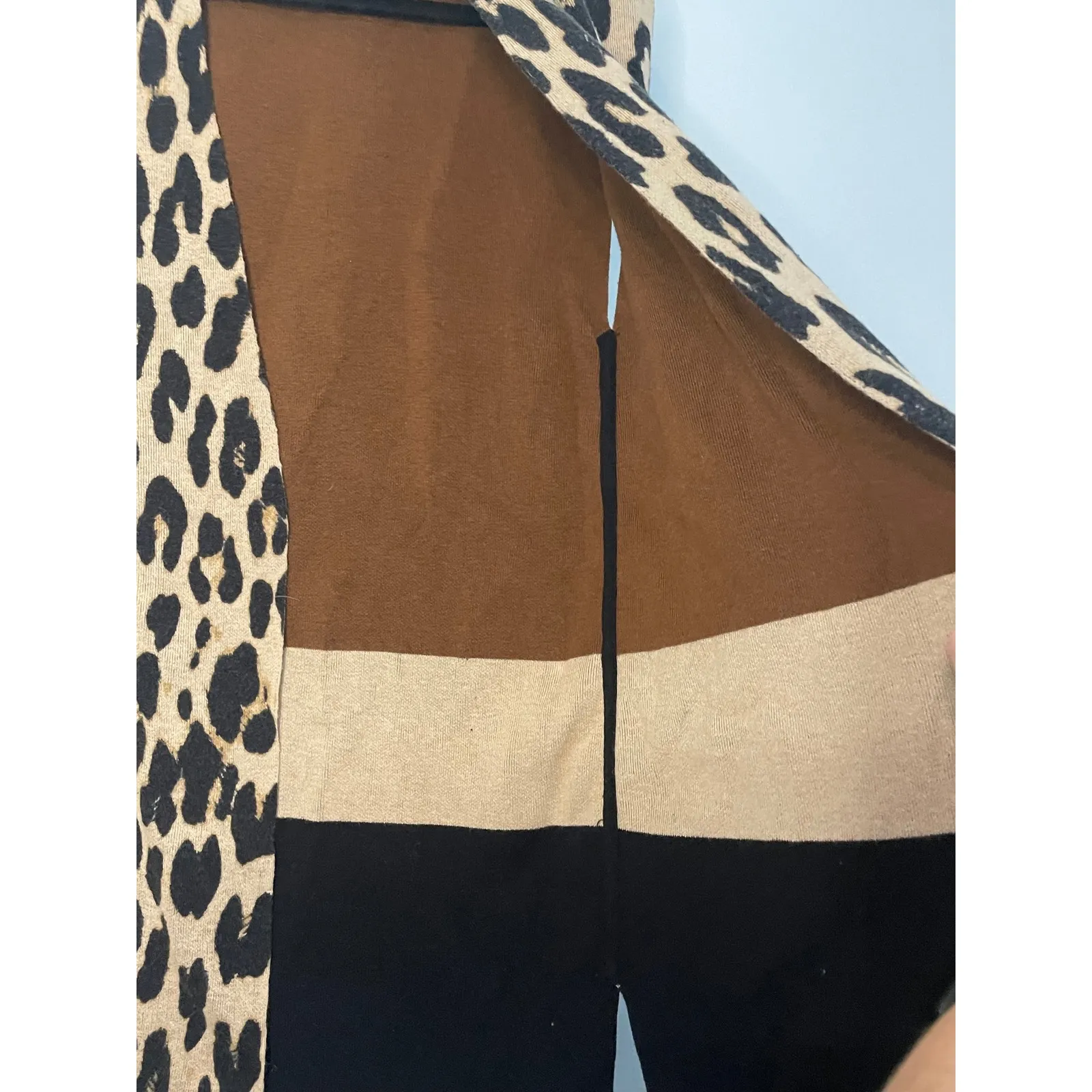 Chico's Reversible Cardigan Vest Sleeveless Sweater Color‎ Block Brown Black - Image 2