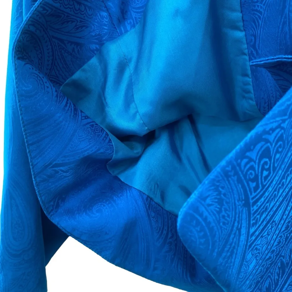 Adrianna Papell Vintage Blue Paisley 2 Piece Silk Skirt Set - Image 7