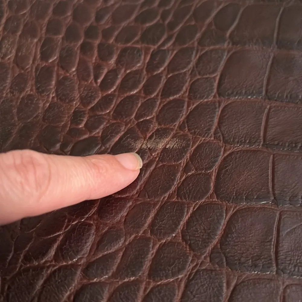 Massimo Dutti Cinch Closure Leather Shoulder Bag‎ Crocodile Texture Brown - Image 16