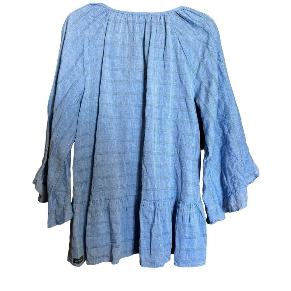 Matilda Jane Top Womens Medium Blue Dream Chasers Pretty Thing Tassles Blouse - Image 5