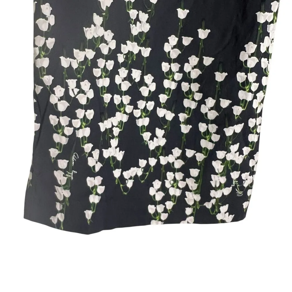 Adam Lippes Navy Blue Pleat Front Floral Print Cropped Culotte Pants Size 10 - Image 11