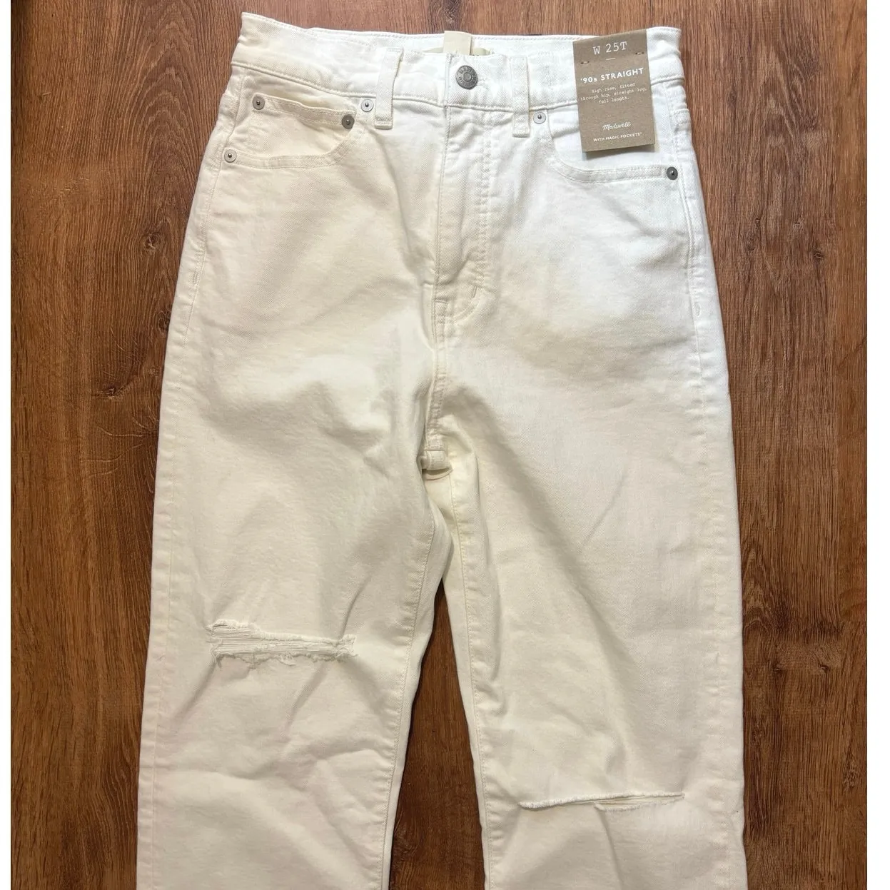 NWT Madewell The Tall '90s Straight Leg Jean In Tile White Size 25T - Image 5