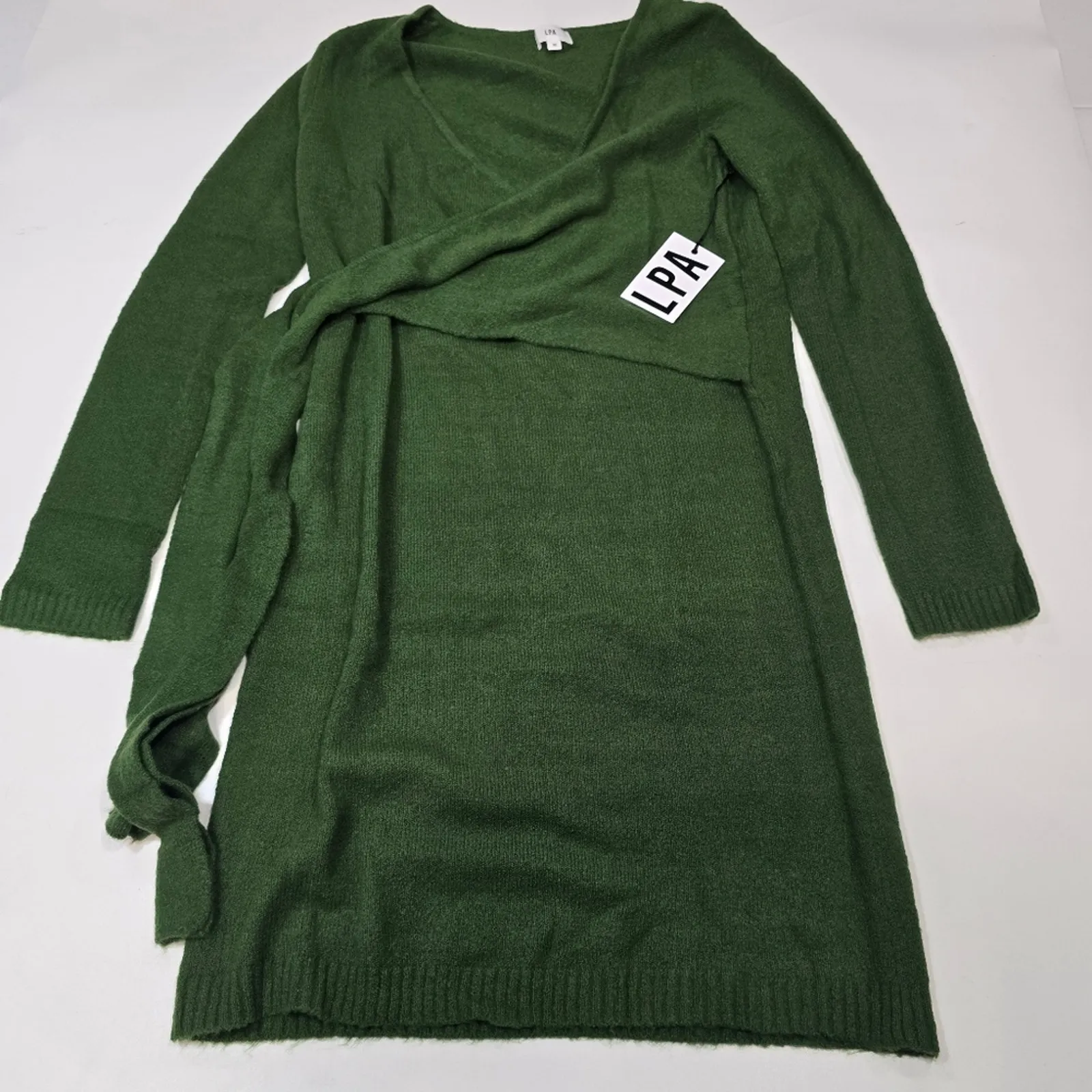 LPA Sean Wrap Dress in Green Medium - Image 3