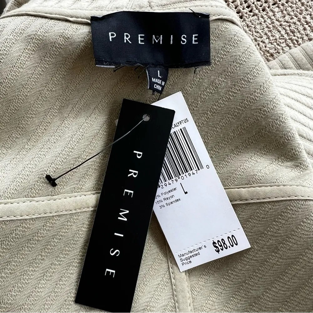 Premise  Sage Green Ribbed Knit Moto Jacket NWT M - Image 14